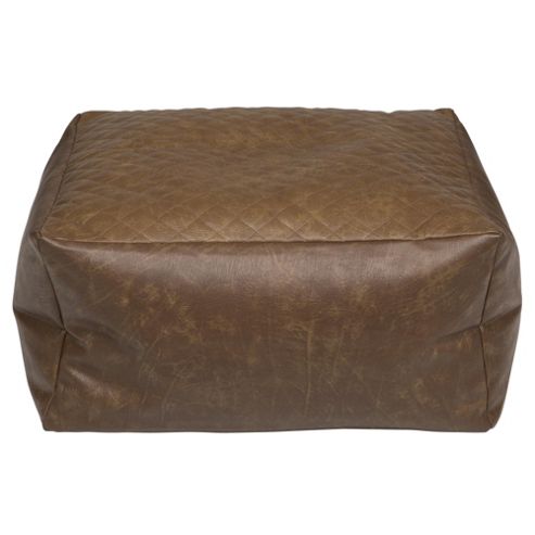Image of Kaikoo Faux Leather Quilted Bean Bag Slab, Tan