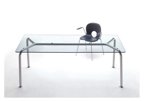 Image of Rexite Convito Rectangular Table - 80-140cm - 160cm X 80cm - Matt Glass