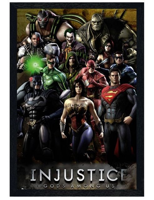 Image of Black Wooden Framed Dc Comics Injustice Gods Among Us Poster