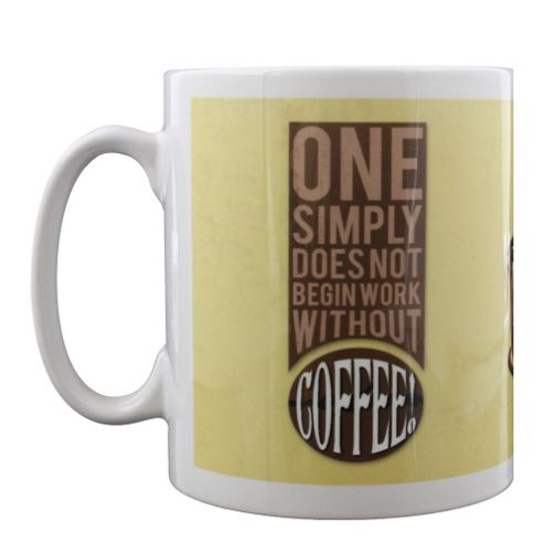 Image of One Does Not Simply Begin Work Without Coffee 10oz Ceramic Mug