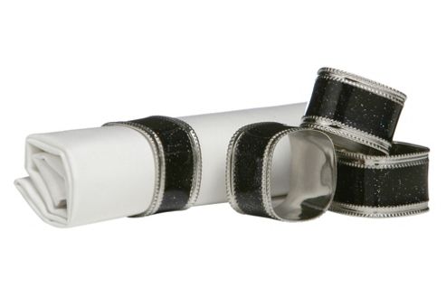 Image of Premier Housewares 3cm Nickel Plated Napkin Rings (set Of 4) - Black