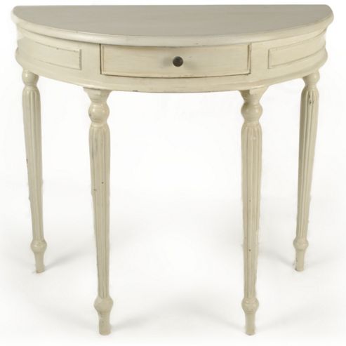 Image of Papa Theo Half Round Table In Antique White Finish