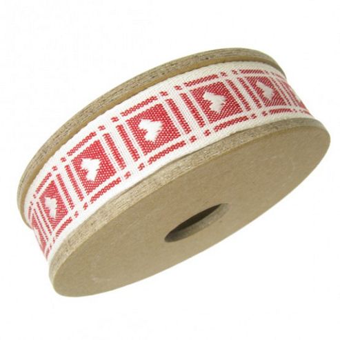 Image of Ribbon Reel - Cream Hearts On Red Gingham
