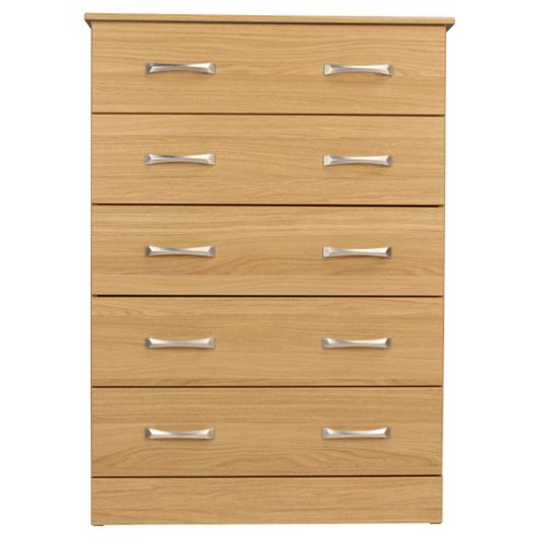 Image of Tenby 5 Drawer Chest, Oak Effect