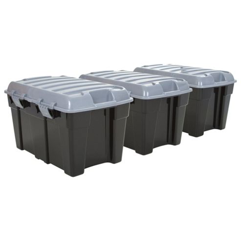 Image of Wham Plastic Storage Trunk - 3 Pack - Black