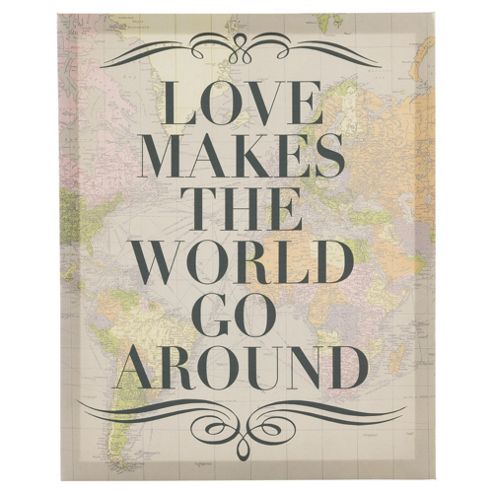 Image of Love Makes The World Go Round Map Canvas 30 X 37cm