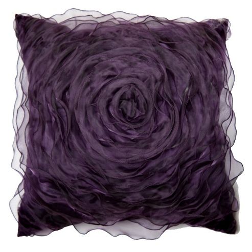 Image of Scatter Box Ribbon Ruffle Cushion - Purple