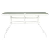 Seville Rectangular Glass/Steel Table - White