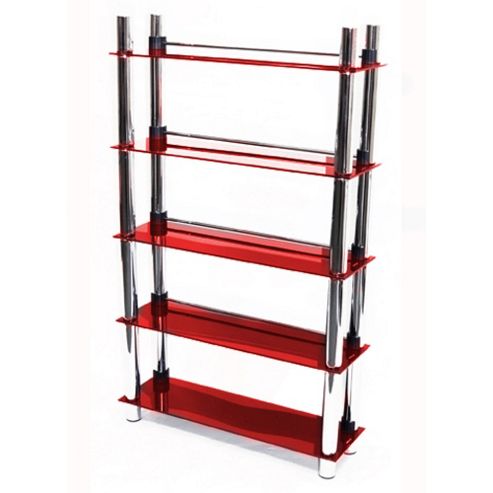 Image of Techstyle 5 Tier Dvd Blu-ray / Cd / Media Storage Shelves - Red