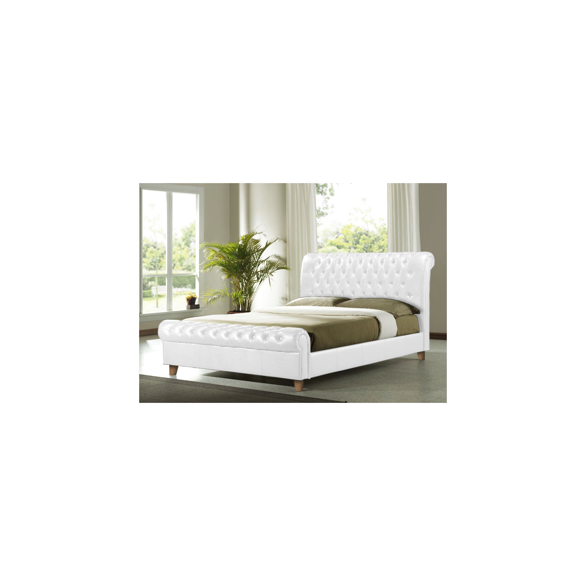 Altruna Richmond Faux Leather Bed Frame - Double - White at Tesco Direct