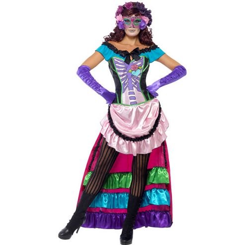 Image of Day Of The Dead Sugar Skull - Adult Costume Size: 12-14