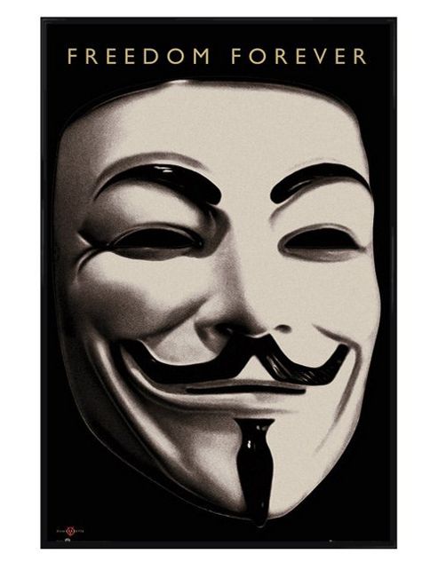Image of V For Vendetta Gloss Black Framed Freedom Forever Poster