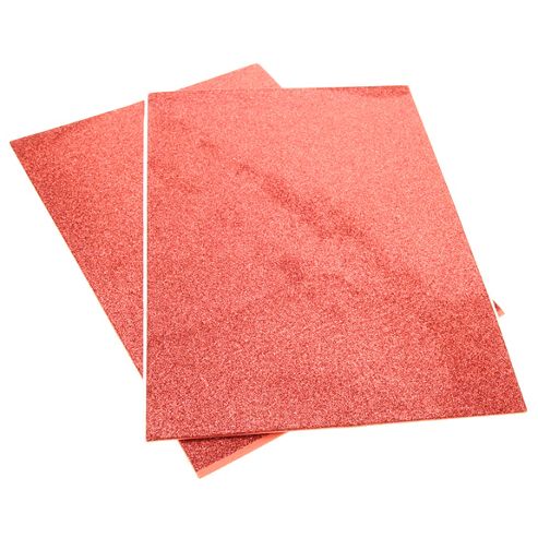 Image of Funky Glitter Self Adhesive Foam A4 Red - 2pk