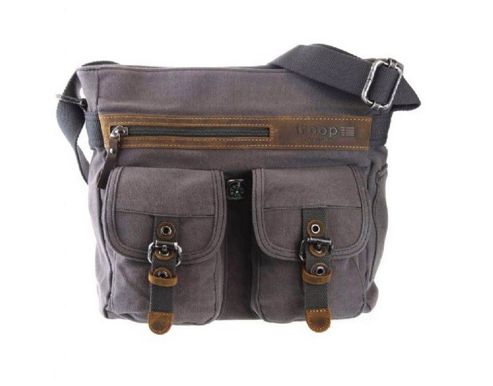 Image of Tpv0037 Troop London Vintage Canvas Shoulder Bag Black