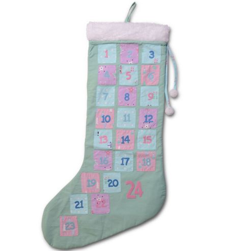 Image of Large Pastel Fabric Stocking Christmas Advent Calendar
