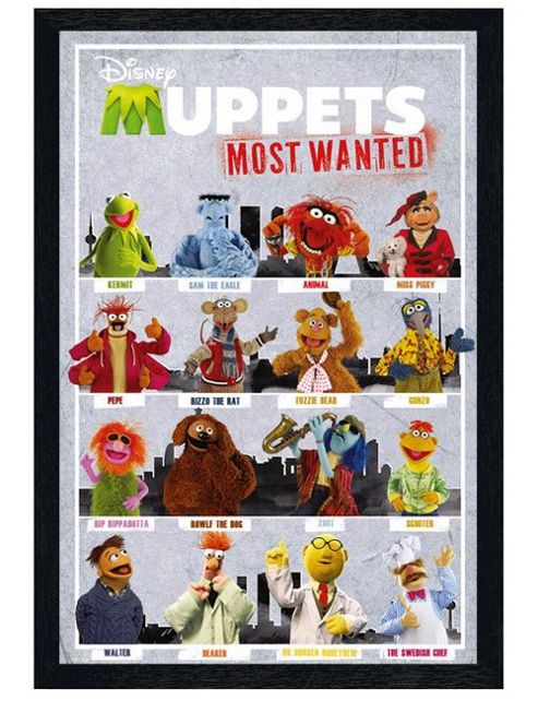 Image of Black Wooden Framed Disney's The Muppets Most Wanted Poster