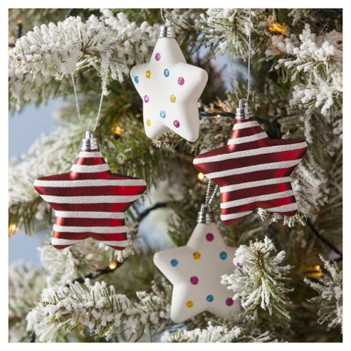 Large Stars Christmas Tree Decorations, 4 pack