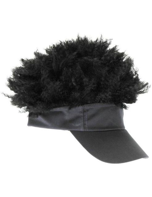 Image of Visor With Black Wig