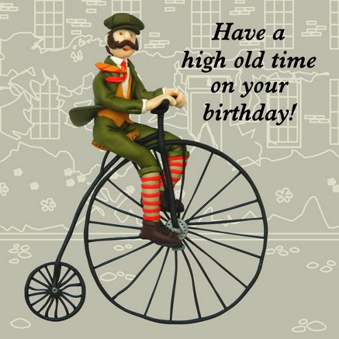 Image of Holy Mackerel Greeting Card - Penny Farthing Birthday Greetings Card