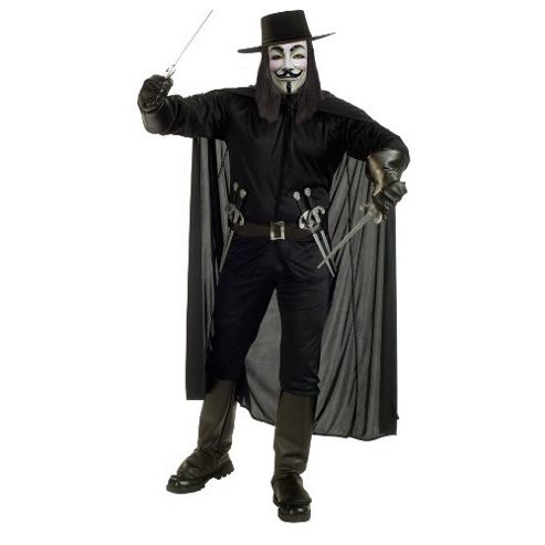 Image of Rubie's Fancy Dress - V For Vendetta Adult Costume Uk Standard Fits Up To 44 Jacket Size