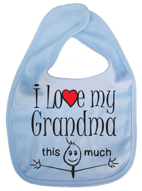 Image of Dirty Fingers I Love My Grandma This Much Baby Bib Blue