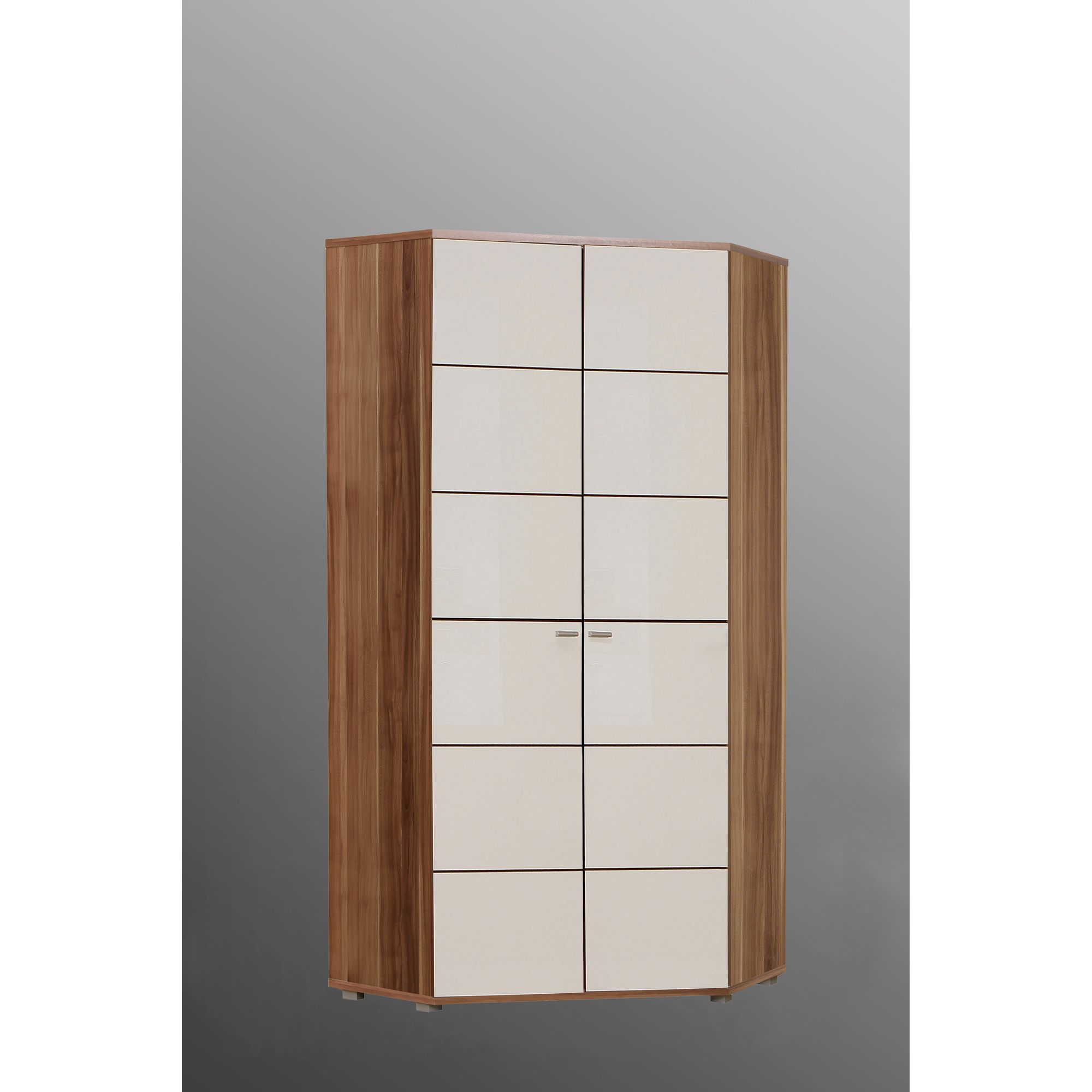 Ideal Furniture Anemone Corner Wardrobe - Walnut White Gloss at Tesco Direct