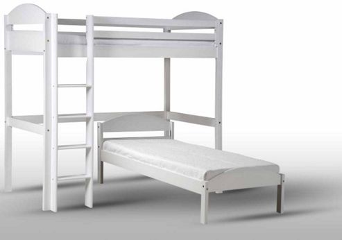 Image of Maximus L Shape High Sleeper White With White Details
