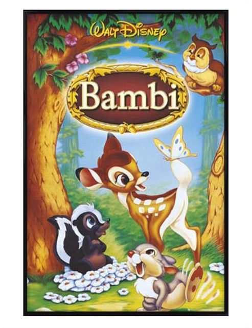 Image of Gloss Black Framed Walt Disney Bambi And Friends Poster
