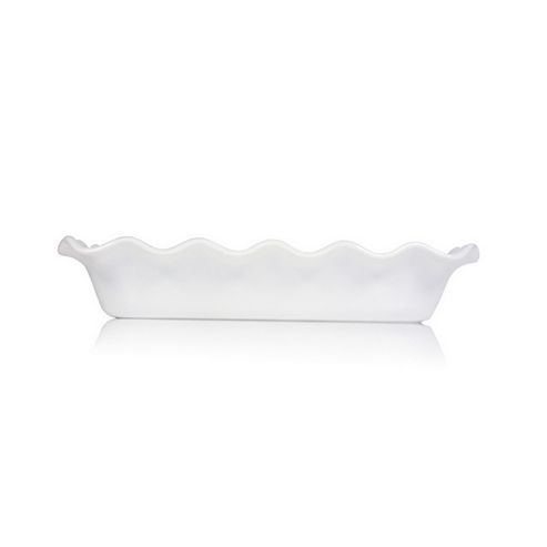 Image of Emile Henry Large Ruffled Rectangular Baker Dish, Nougat White