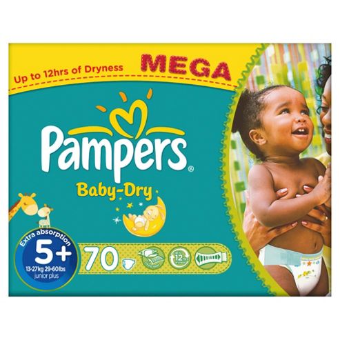 Image of Pampers Baby Dry Size 5+ Mega Pack - 70 Nappies