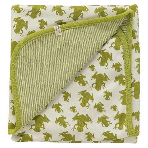 Image of Pigeon Organics Reversible Blanket, Creatures Print (green Frog)