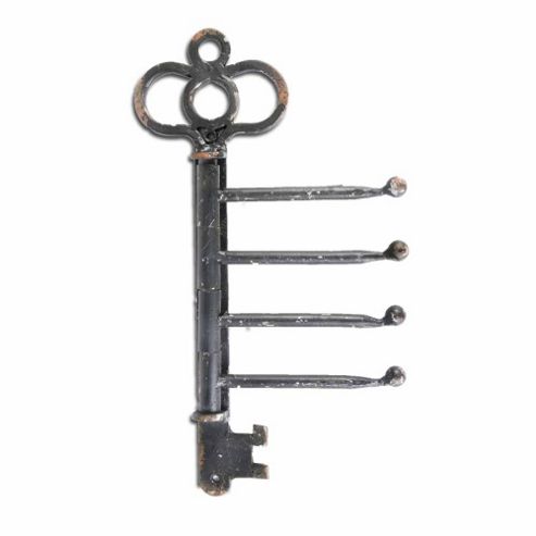Image of Distressed Finish Metal Key Garden Accessory Holder Coat Hook