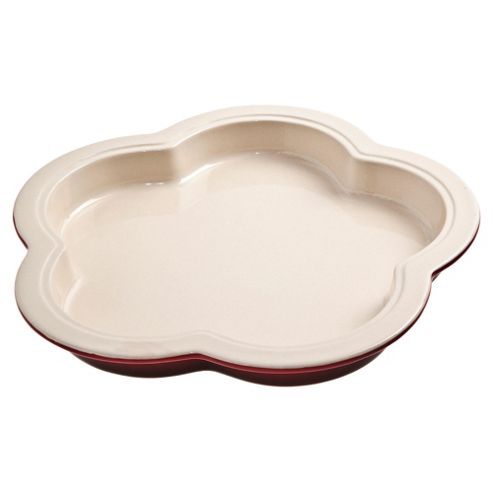 Image of Denby Ceramic Flower Shaped Dish, cherry Red