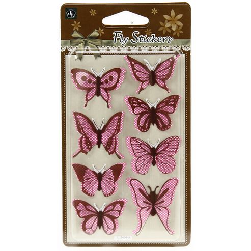 Image of Polka Butterfly Stickers - Pink/brown