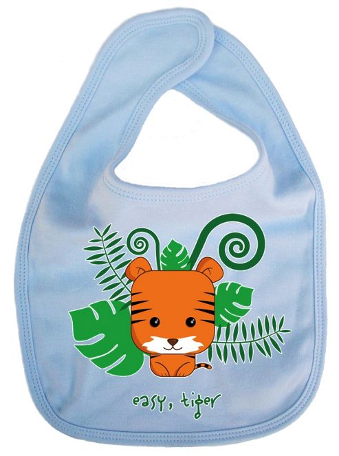 Image of Dirty Fingers Easy Tiger Baby Cute Bib Blue