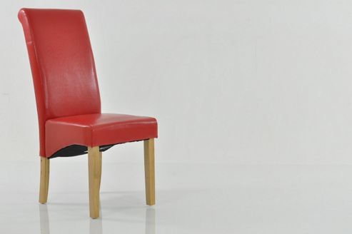 Image of Chelsea Red Faux Leather Scroll Top Dining Chair