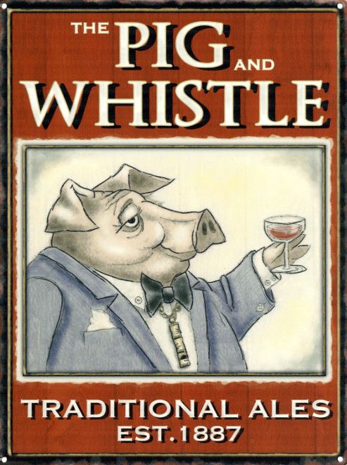 Image of Traditional Ales The Pig And Whistle Tin Sign