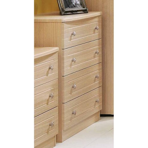Image of Welcome Furniture Warwick 4 Drawer Chest - Cream With Oak Finishing