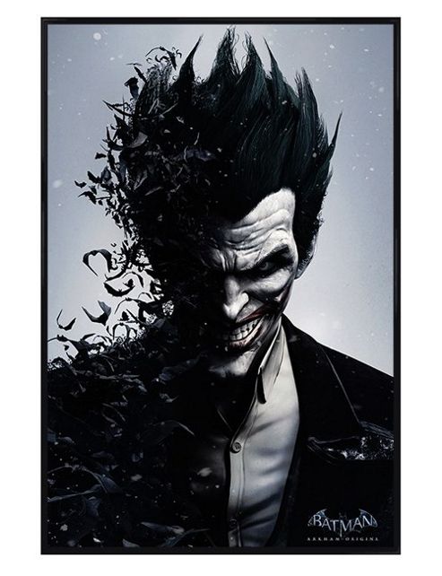 Image of Gloss Black Framed Batman Arkham Origins Joker Poster
