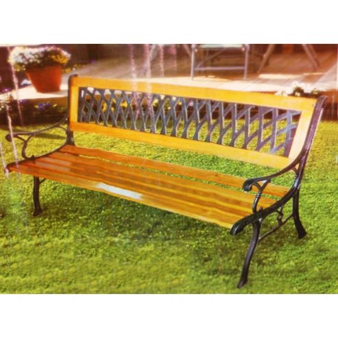 Image of Cast - Metal / Solid Wood Garden Bench - Brown