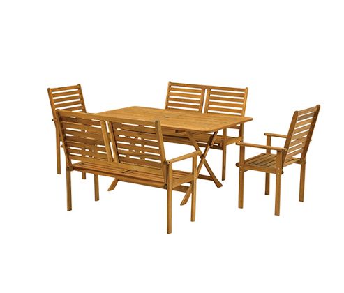 Image of Napoli Bench Dining Set - Napoli 150 X 90cm Table With 2 Napoli Benches & 2 Napoli Armchairs