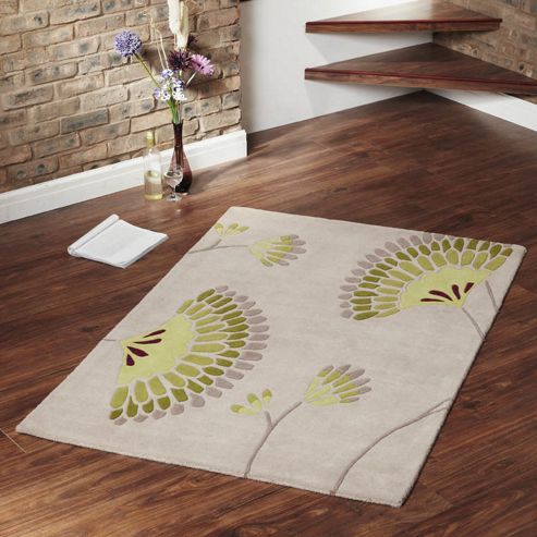 Image of Ultimate Rug Co Floral Art Ixia Green Rug - 120 Cm X 170 Cm (3 Ft 11 In X 5 Ft 7 In)
