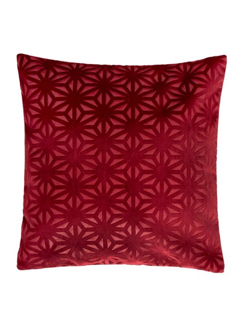 Image of Linea Cross Velvet Cushion, Red
