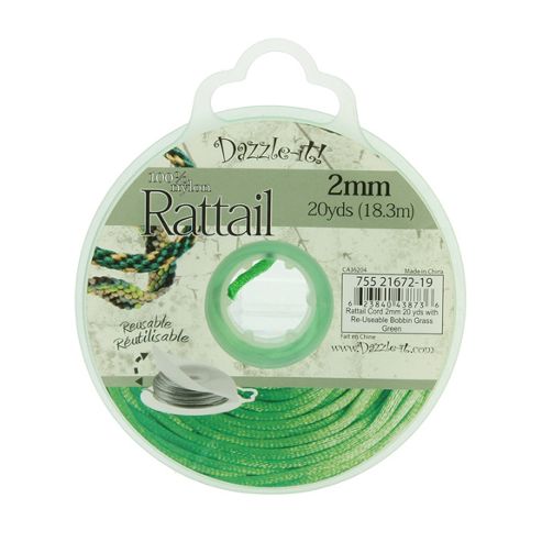 Image of Rattail With Re-useable Bobbin - Grass Green - 20yds