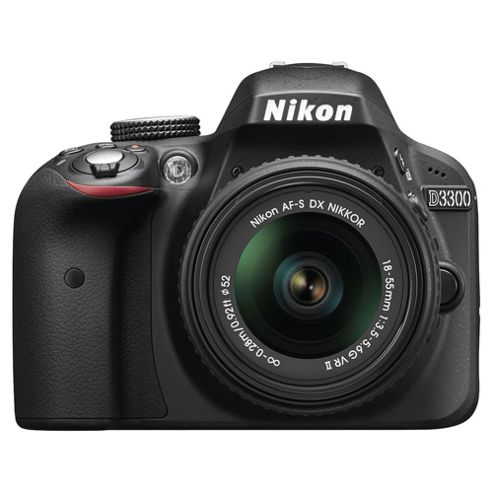 Image of Nikon D3300 Digital Slr, Black, 24.2mp, 3" Lcd Screen, 18-55 Vr Ii Lens