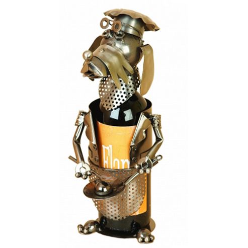 Image of Dog Chef - Handmade Metal Recycled Wine Bottle Holder