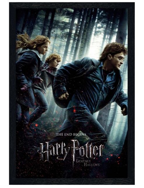 Image of Harry Potter And The Deathly Hallows Black Wooden Framed The End Begins Poster