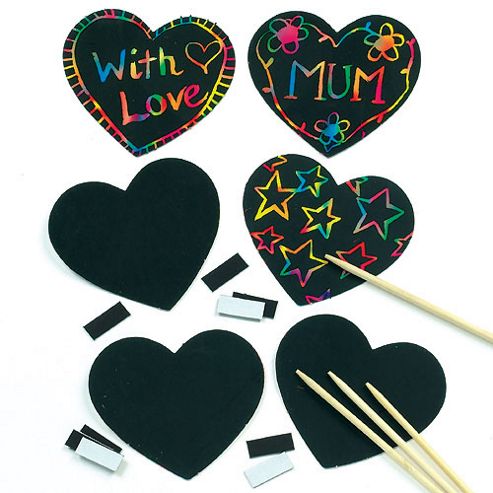 Image of Scratch Art Heart Craft Magnets (pack Of 10)