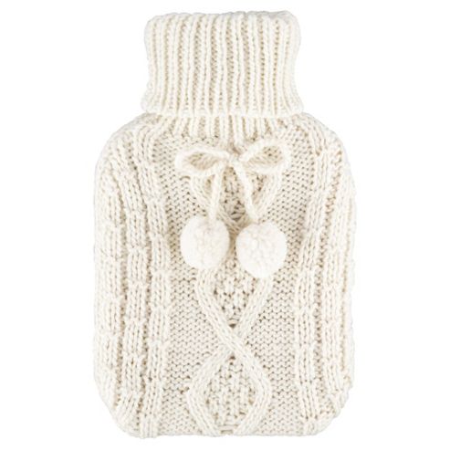 Image of Novelty Knitted Hot Water Bottle, Cream