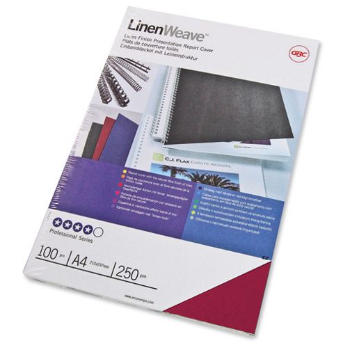 Image of Gbc Binding Covers Textured Linen Look 250gsm A4 Red Ref Ce050030 [pack 100]